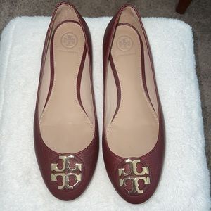 Burgundy flats by Tory Burch